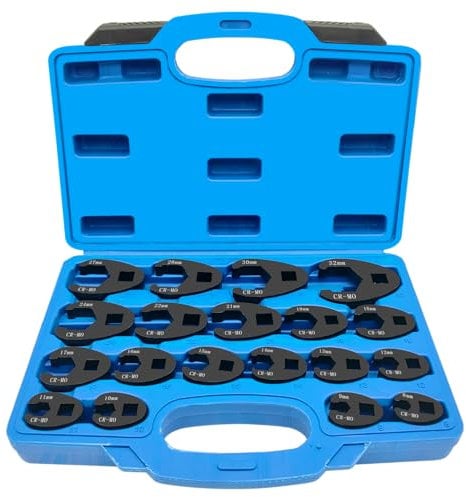 ZKTOOL 19 piezas Juego de Llaves Combinadas Crowfoot de 1/2' y 3/8', Herramientas Métricas de 8 a 32 mm, Llave de Tuerca Gigante Impulsada por 1/2' y 3/8', Llave Para Tuercas Abocinadas