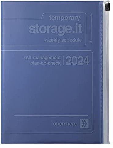 MARK'S 2023/2024 Taschenkalender A5 vertikal, Storage it, Navy: Von September 2023 bis Dezember 2024