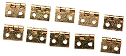 10Pcs Brass Plated Mini Hinge Small Decorative Jewelry Wooden Box Cabinet Door Hinges with Nails Dollhouse Furniture Acc