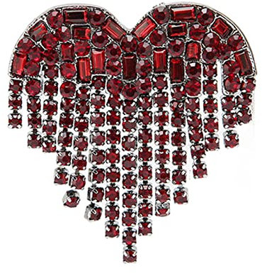 ANKROYU Broche En Forme De Cœur, épingle En Forme De Cœur Avec Strass Rouge, Broches Rouges Pour Femme, Broche En Forme De Cœur Avec Pompon En Alliage Brillant, Bijoux Pour Soirée Dansant