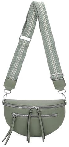 ITALYSHOP24 Damen Tasche Umhängetasche Brusttasche Muster Gürtel Bauchtasche Crossbody Gürteltasche Hüfttasche Crossover Bodybag Schultertasche Handytasche Leder Optik Mint S