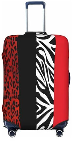 Kururi Koffer mit rotem Leoparden- und Zebramuster, geeignet für Reisen, Geschäftsreisen, Schwarz , 95