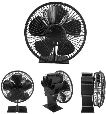 Ventilador de estufa de leña mejorado, ventilador de estufa alimentado por calor con tira bimetálica integrada, ventilador de estufa alimentado por calor para una buena conductividad térmica, ahorro