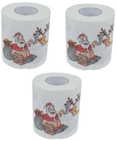 Mobestech 3 Stücke Rolle Weihnachten Santa Gedruckt Tissue Rolle Für Wc Tisch Tissue Festliche Weihnachten Papier Handtuch