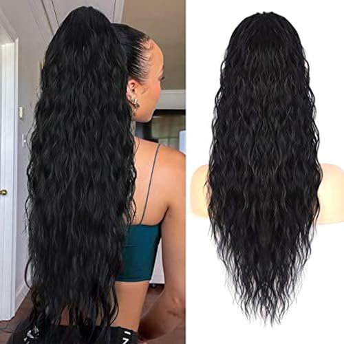 RPAEOY Gewellter Pferdeschwanz Haarteil Clip Wasserwellen Zopf Haarverlängerung Natürlich Aussehend Ponytail Extensions Wellig Langhaar Haarstück