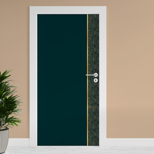Finest Folia Türfolie 90x200 cm Türtapete Türposter Folie für Tür Wohnzimmer Kinderzimmer Küche Türaufkleber Bad Aufkleber selbstklebend TF02 (31 Goldene Blumen)