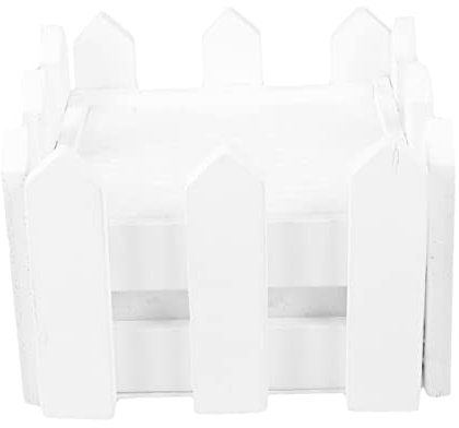 Lurrose 3stücke Künstlicher Blumentopf Aus Plastik Mit Moos Und Vase Set Mit Künstlichen Blumen Tragbarer Holzzaun-blumentopf Weiß Für Bastelarbeiten Und Dekoration