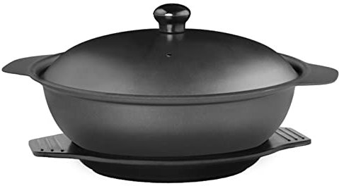 Wok en fonte avec couvercle, cocotte antiadhésive, ustensiles de cuisine pour poulet, riz, soupe, fromage, 18 cm (22 cm)