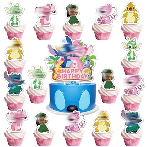 25 Pcs Pink Sti Cake Toppers, Cake Decorations Party Decorations Birthday Cake Topper Kid Birthday Cake Decorations Birthday Party Decorations for Girls Boys Children Kids