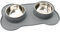 DIVCHI Pets Bowl Food And Drink Double Bowls Set With Silicone Mat Tray For Cats Puppies Small Dogs Feeding (Grey, XL)
