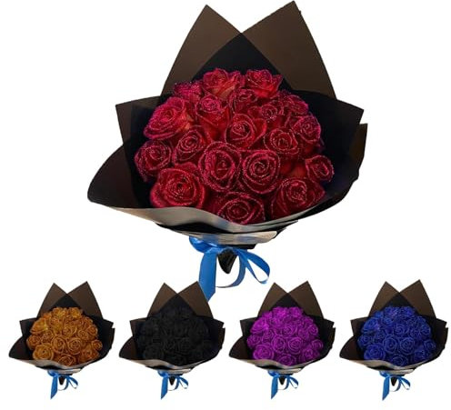 Lumiscent 31 Artificial Roses, Glitter Roses Bouquet, Fake Roses Bouque, Romantic Foam Eternal Floral, Wedding Bridal Bouquet For Girlfriend, Fiancée, Wife