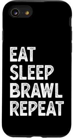 Hülle für iPhone SE (2020) / 7 / 8 Eat Sleep Brawl Repeat Stars Lustiges Videospiel