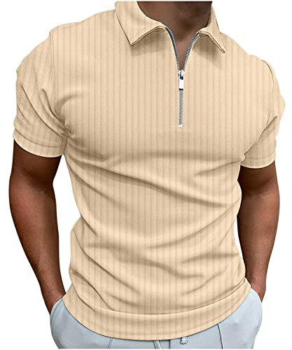 Mens Polos Shirts Short Sleeve UK Clearance Quarter Zip Golf Polos Shirts Slim Fit Contrasting Colors Tennis T-Shirt Breathable Summer Casual Tee Tops Turn-Down Collar Pullover