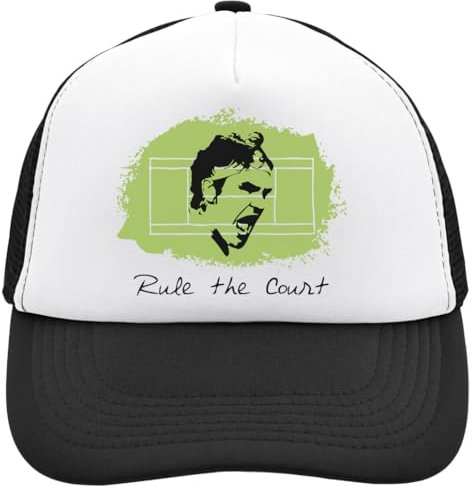 Functon+ Rule The Court Trucker Cap Mesh Back Adjustable Snapback Hat Casu White, Schwarz , Einheitsgröße