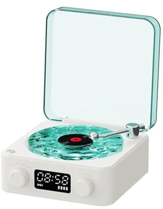 Hagmoo Mini retro white noise Bluetooth speaker, Portable Retro Speaker Stereo Sound Sleep Aid, RGB light and a variety of nature sounds,for Relax Asleep (White)