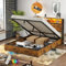 Autheria Bett 140x200 mit LED und USB, Polsterbett 140x200cm mit Stauraum und Kopfteil, Doppelbett mit Lattenrost und Bettkasten, Stauraumbett Jugendbett Flachbett Bettgestell aus Holz
