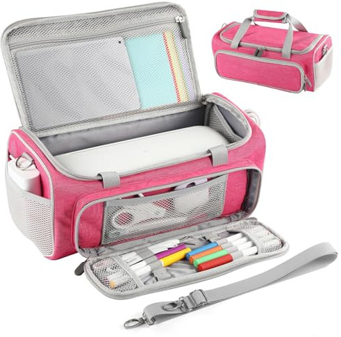 RuiDay Tragetasche für Cricut Joy, vollständig offene Cricut-Tasche mit Taschen für Cricut-Zubehör, große tragbare Tragetasche, kompatibel mit Cricut Joy Xtra Cricut Tools, rose