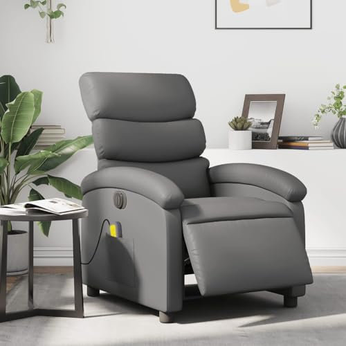 IKAYAA Massagesessel Elektrisch Elektrisch Relaxsessel Fernsehsessel Liegefunktion Vibration Heizung Braun Kunstleder