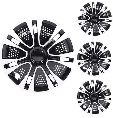 JINFEUGE Radkappen, Radblenden, Radkappen, 4Er-Set, Ersatzteile Für Autos, Silber Schwarz, 13 Zoll