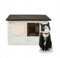 QLS Katzenhaus aus Holz 53x39 cm mit Matratze Isoliert Montiert Winterfest (Weiß, 53x39cm)