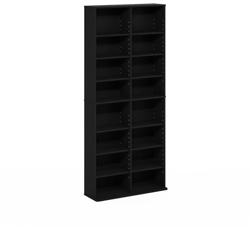 Furinno Jaya Rack de Stockage multimédia à 16 étagères avec étagères réglables, Americano