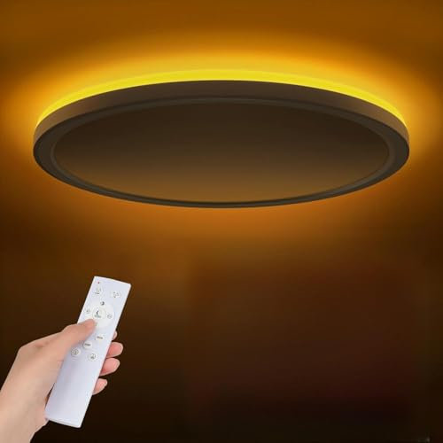 BIAOQINBO LED Deckenleuchte Flach Dimmbar 24W Deckenlampe mit Nachtlicht Fernbedienung&Timer, 3000~6500K Ultra Dünn lampe Rund für Wohnzimmer Schlafzimmer Badezimmer kinderzimmer Küche Ø29.5x2.5cm