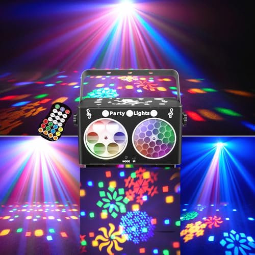 XHXD 3 in 1 Projector for Party, Dj, Disco Light, Stage Lighting Remote Control, Multi-Mode Voice Control, Strobe Effect, Projection Light, Family Party, Bar, Club, Ktv, Kar