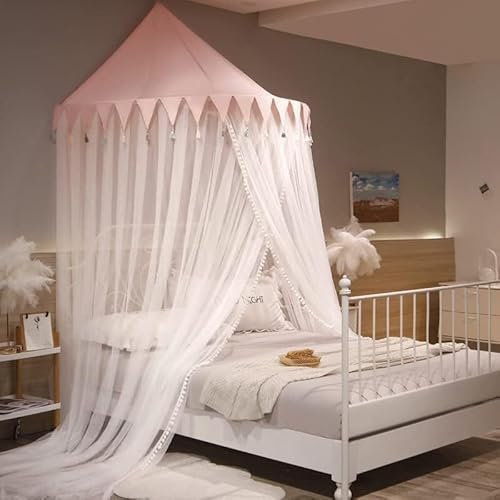 Prinzessinnen-Moskitonetz, Baldachin für Kinder, halbrund, Spitze, Kuppel, Bettvorhang, Fliegenschutz, Innendekoration, Rosa, 1,3 x 2,8 x 1,2 m, kreative Moskitonetze für Mädchen