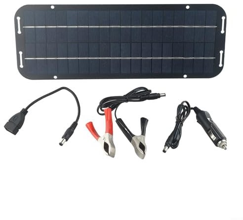 Niceminiwall 60W -12 V Solar Car Battery Trickle Charger,Car Battery Maintainer,IP65 Portable Amorphous Solar Panel Power Backup Kit with Clip for RV, Boat, Automobile