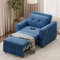 Luxstein 3-in-1 Schlafsessel Sofa Bett mit USB und Typ-C, Klappbares Einzelsofa mit weichem Kissen, Aufbewahrungstaschen und Verstellbarer Rückenlehne, Lammfell Sofa Bed Chair 84 * 190cm, Blau