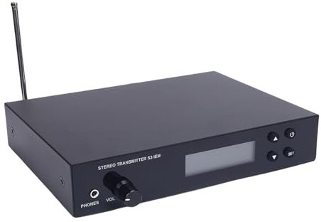 Plyisty Wireless in Ear Monitor System con Auricolare, 863-865MHz Wireless System Transmit and Receiter, Stereo IEM per Studio, Chitarra, Prove della Band (Spina europea)