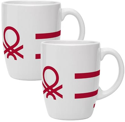 Set de 2 Tazas de 350ml de Porcelana con logo Rojo de Benetton