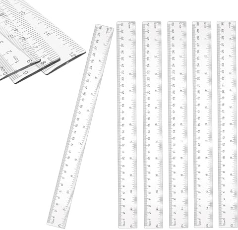 Geodreieck Lineal 15 & 20 cm,GeometrieSet Kunststoff (6, 30) | Dual-Skala, Transparent, Bruchsicher, Vielseitig Einsetzbar