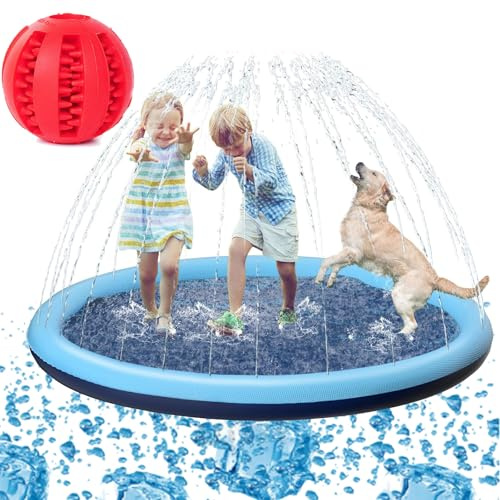 Puppery Aspersor Alfombra para jugar al agua para perros, alfombrilla para jugar al agua, juguete para perros, alfombrilla de agua para perros, gruesa antideslizante, para perros y niños (100 cm)