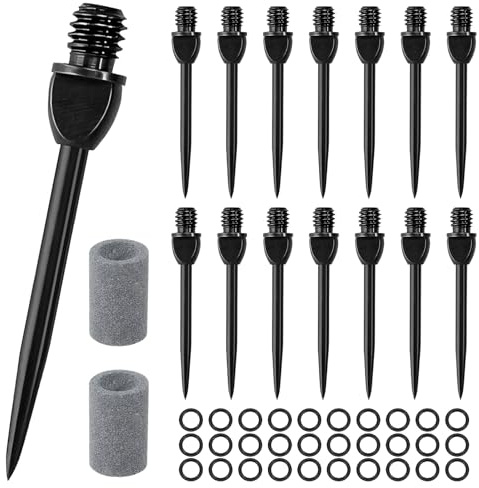 Yphzmtz 15 Stück Steel Dartspitzen 2BA mit 30 O-Ringen - Konverter-Set zum Umrüsten von Softdarts zu Steel Darts - Inkl. Spitzenschärfer - Für alle gängigen Dartpfeile