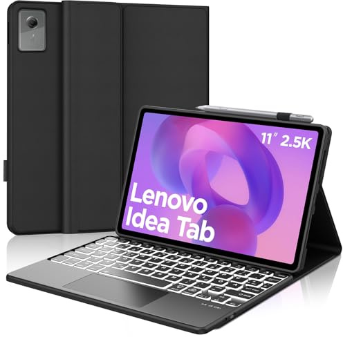 Occtingkind Hülle mit Tastatur für Lenovo Idea Tab 11& K11 Gen 2 QWERTZ | Mit 7-Farben Beleuchtung & Touchpad - Premium für Produktivität, Für Lenovo Idea Tab 11 Hülle mit Tastatur Schwarz