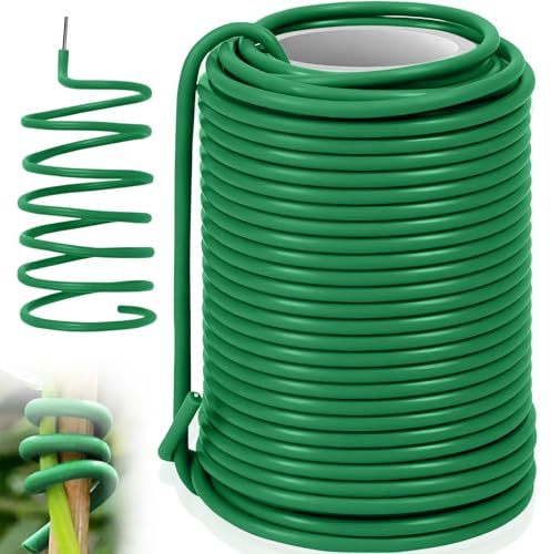 Dinhauyon Alambre Flexible para torsión de Plantas, 3,5mmx20 m Alambre de jardín Recubierto de plástico, Utilizado para unir Plantas trepadoras Enredaderas pepinos Tomates y Rosas