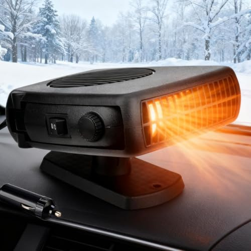 COLEESON Auto Heizung, 12v Heizlüfter, 2-in-1 Schnelle Heizung und Kühlung, Schnelle Heizung und Entfrostung, 360°-Drehsockel Autoheizung (H)