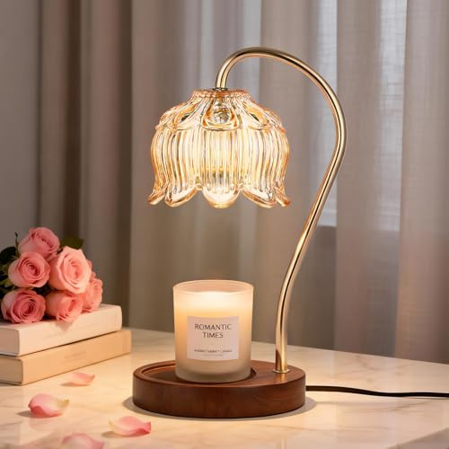 Tuocal Candle Warmer Lamp with Timer Birthday Gifts for Women Flower | Electric Candles Melting Light 2 Bulbs Adjustable Height and Brightness Jar Candles Flameless Burner Home Decor House Warming