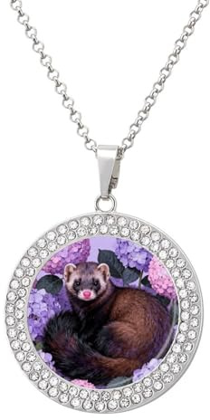 FekiLoot Sable in Hydrangea Bush Pendant Necklace for Women Men Elegant Diamond Circle Necklaces with 19.7 Inch Chain, Zinc Diamond Jewelry for Birthday Christmas Valentine's Day Gift, One Size, Zinc