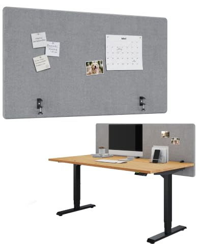 Ergotopia Akustik Trennwand Schreibtisch (140 x 80 x 2,8 cm), Verstellbarer Sichtschutz für Büro | Fokus Tischtrennwand in grau, Schallschutz Raumtrenner mit Klemmen, Schreibtisch Akustikwand