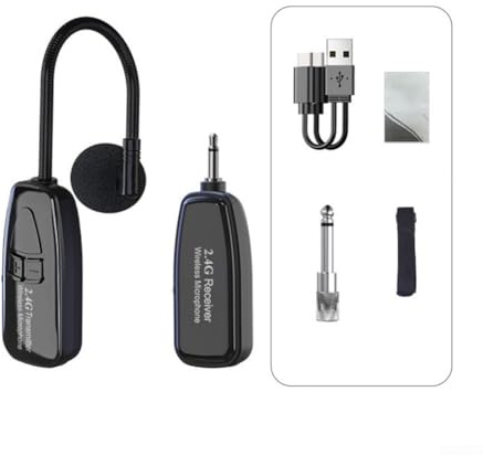 Sogoluat Wireless Saxophone Microphone, 2.4G Clip-On Mic for Brass Instruments, Hypercardioid Pattern, 160ft Range, Rechargeable System for Sax, Trumpet, Trombone, Tuba(One pull one)