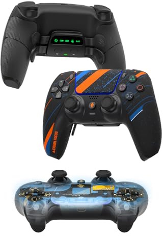CHARM FOCUS Mausklick-PS5-Controller, 4 frei belegbare Paddles für PS5 & PC | TMR Magnetische Anti-Drift-Joysticks, 2500 mAh, 13 Stunden Spielzeit, Gummigriffe, 4 frei belegbare Back-Paddles