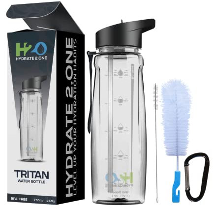BPA Freie Trinkflasche mit Strohhalm Kunststoff Tritan Flasche ca. 750 ml, Wiederverwendbar Umweltfreundlich Sportflasche Auslaufsicher, ideal für Sport, Schule, Reisen, Outdoor und Freizeit