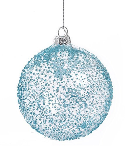 PABEN Lot de 6 boules en verre de Noël bleu ciel, 6 pièces, 10 cm, en verre