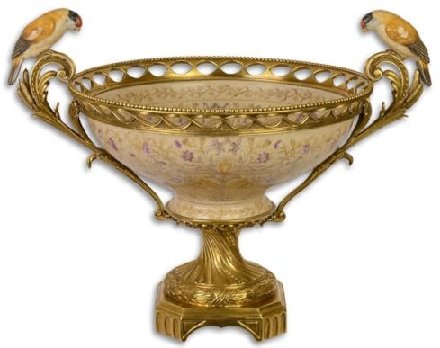 Casa Padrino Jugendstil Schüssel mit Sockel und 2 Griffen Mehrfarbig/Gold 59,6 x 42,8 x H. 45,3 cm - Hotel & Restaurant Accessoires
