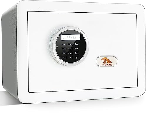TIGERKING 1.2 Cu Ft Small Safe Box, White Security Safe with Digital Keypad