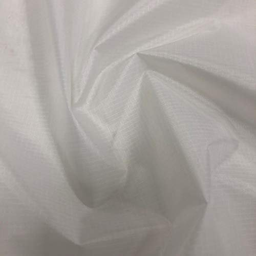 EU Fabrics 2 oz Ripstop Waterproof Fabric - 100% Polyester, 60 GSM, Ideal for Pet Bed Covers, Tent - Water Resistant, Light Weight Rip-Stop Fabric Material per Metre (White - 1 Meter x 150cm)