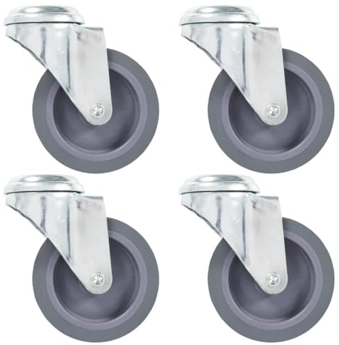 vidaXL 24 x Fixed Double Brake Bolt Hole Swivel Castors Fixed Wheels for Workbench Furniture Trolley Bookshelf 45kg Capacity 75mm
