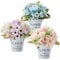HOTLIKE Flores Artificiales Decoración, 3Pcs Plantas Artificiales de Maceta, Mini Artificiales Plastico Decorativas Plantas Falsas con Macetas para El Hogar Oficina Jardín Cocina Balcón (Estilo 4)